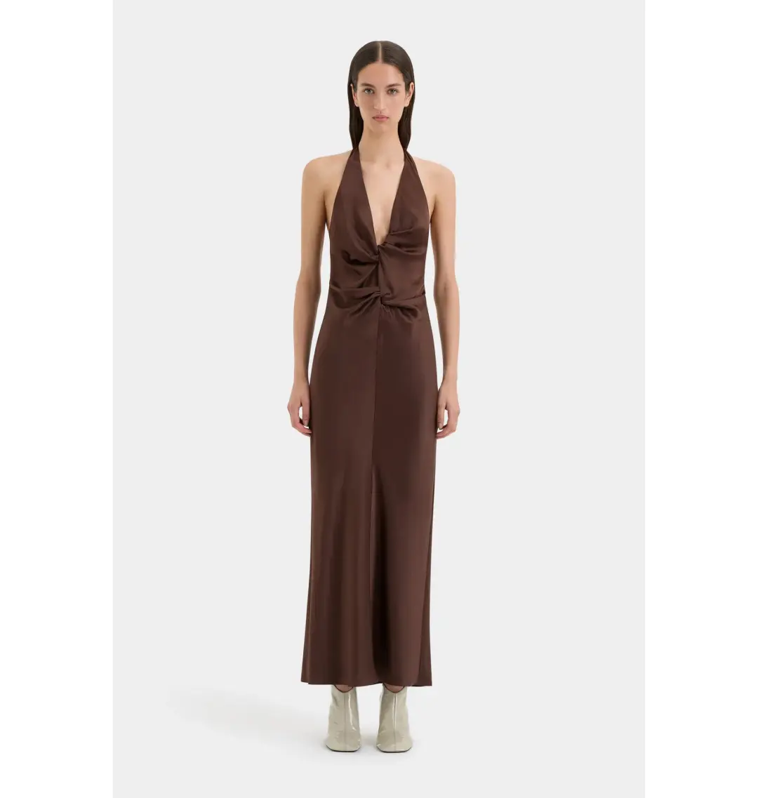 Sir the Label Como Twist Maxi Dress Chocolate Size AU 8 for rent on The Volte - main image