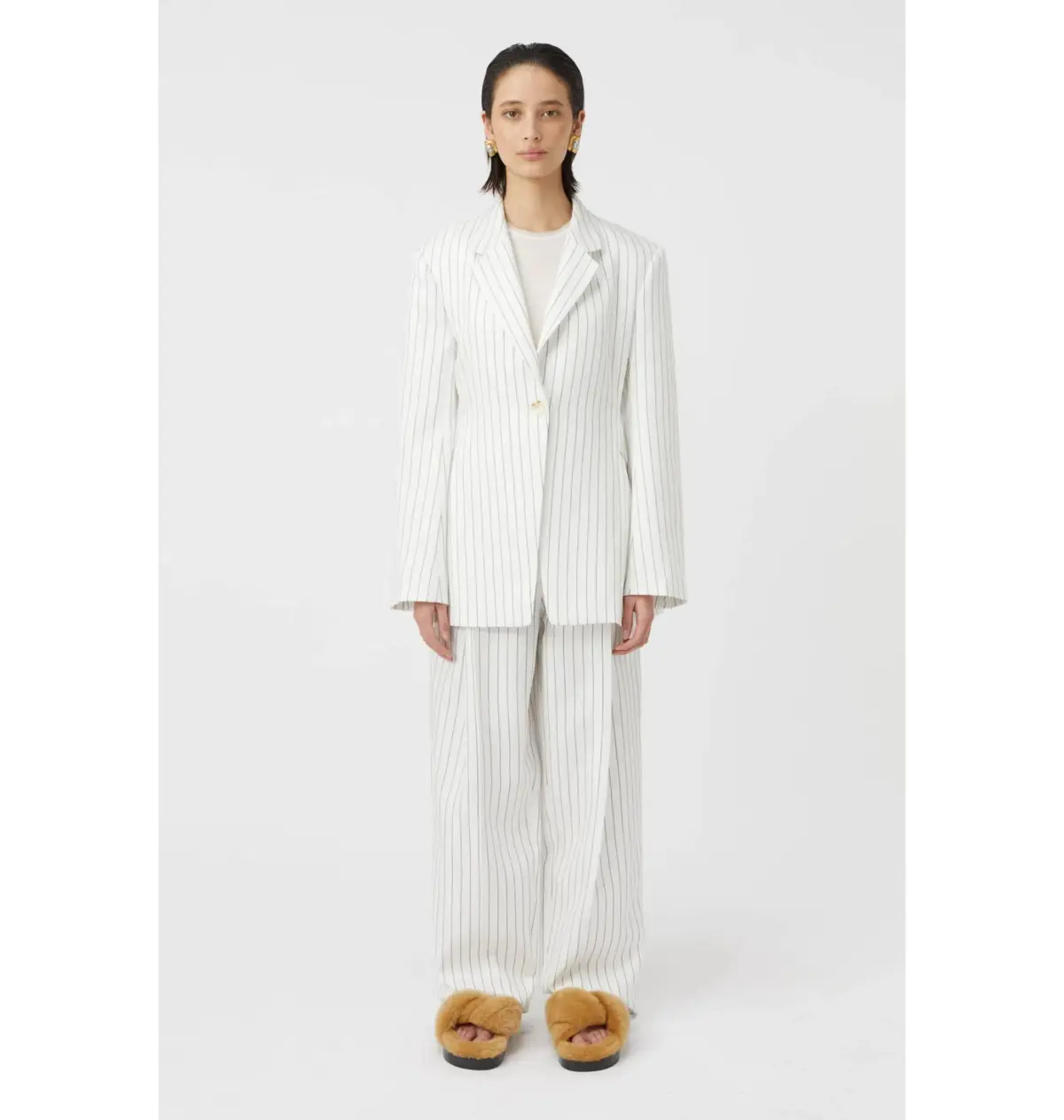 Camilla and Marc Jagger Blazer and Trousers Set White Pinstripe Size AU 8 - Image 1