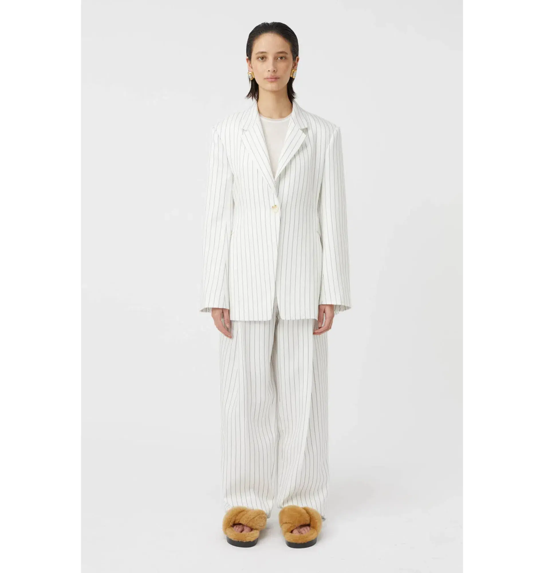 Camilla and Marc Jagger Blazer and Trousers Set White Pinstripe Size AU 8 - Image 1