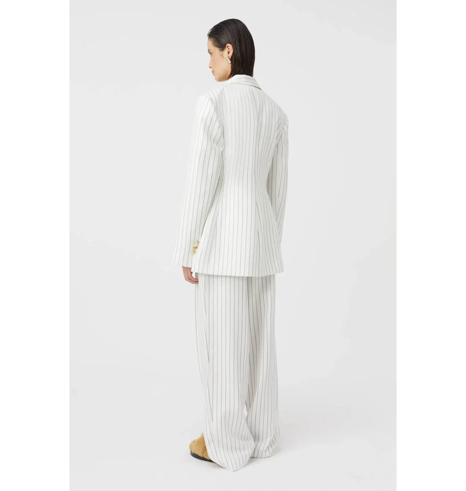 Camilla and Marc Jagger Blazer and Trousers Set White Pinstripe Size AU 8 - Image 3
