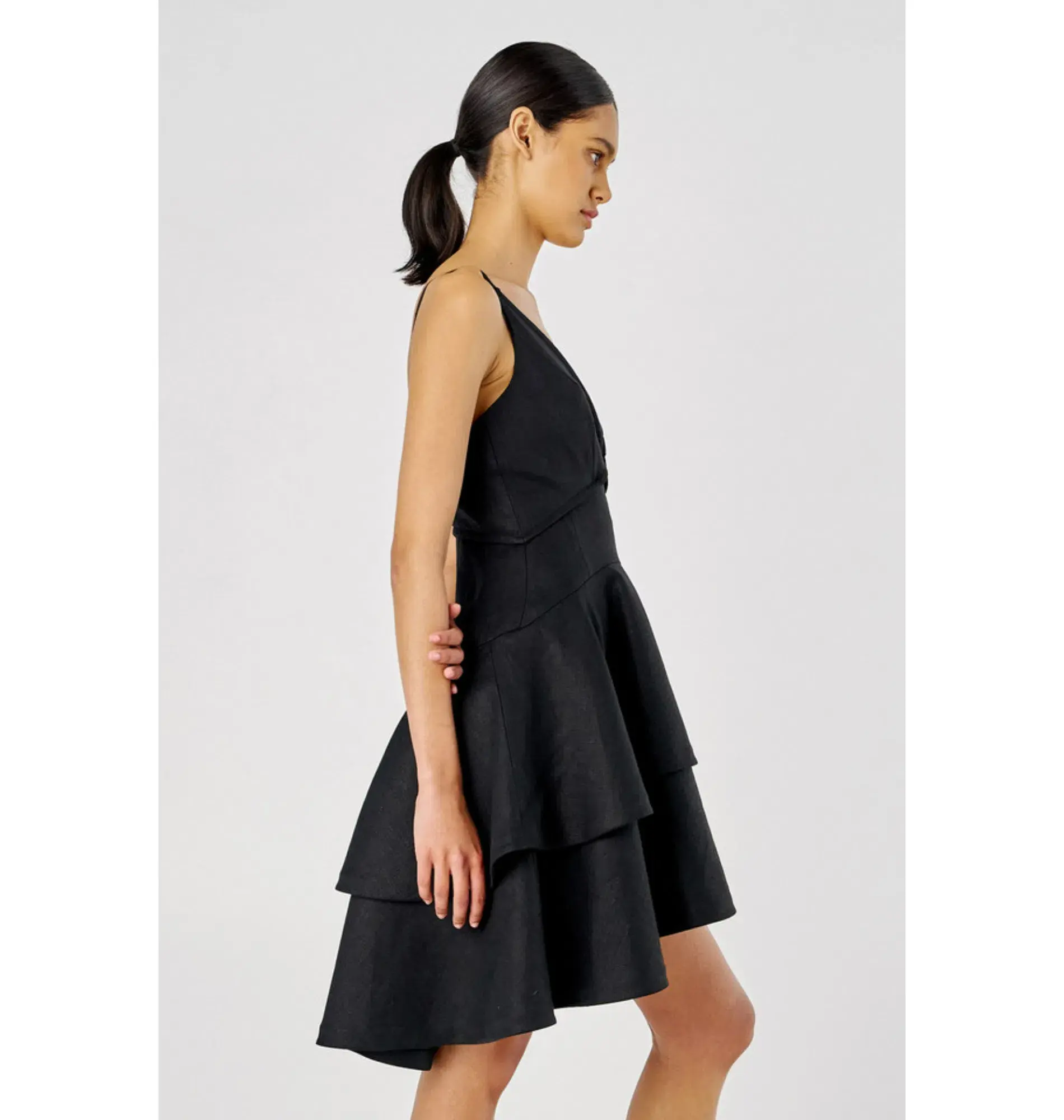 Oroton Tiered Bodice Dress Black Size AU 8  - Image 3