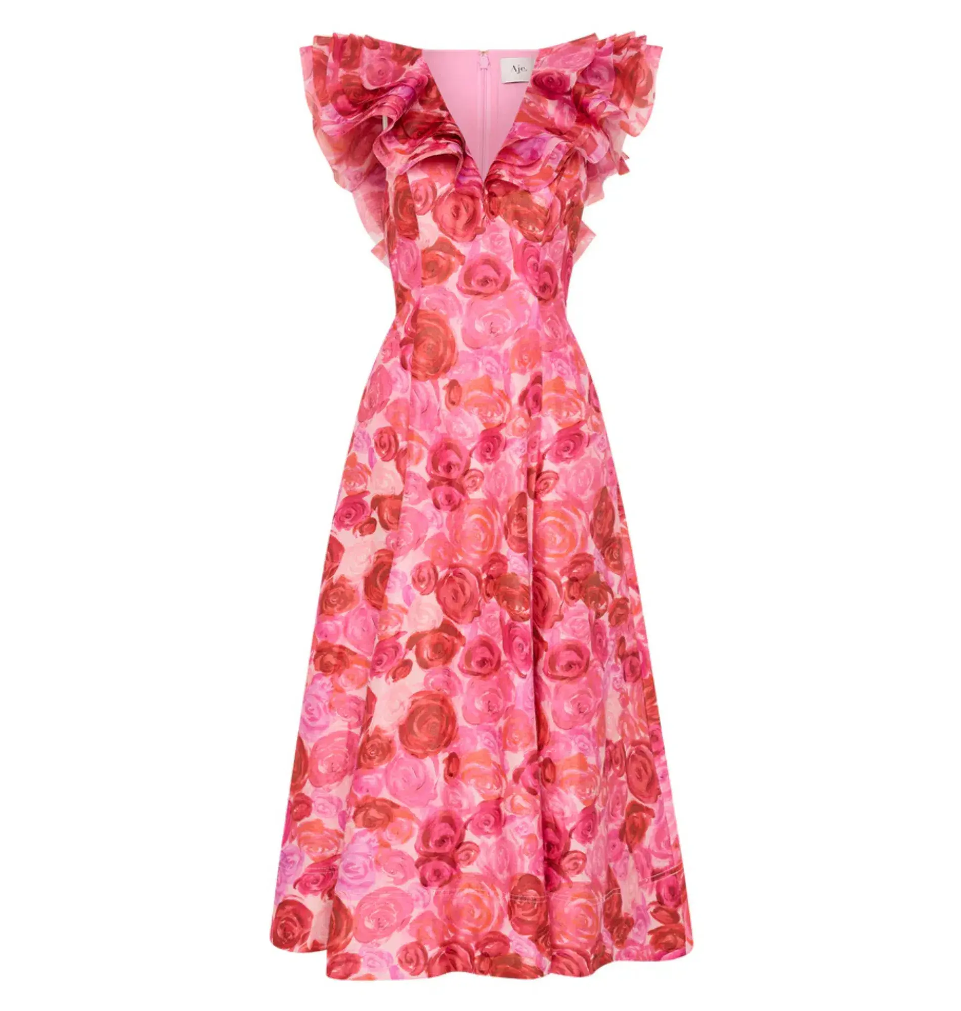 Aje Enchanted Plunge Midi Dress Misty rose Size AU 8 - Image 5