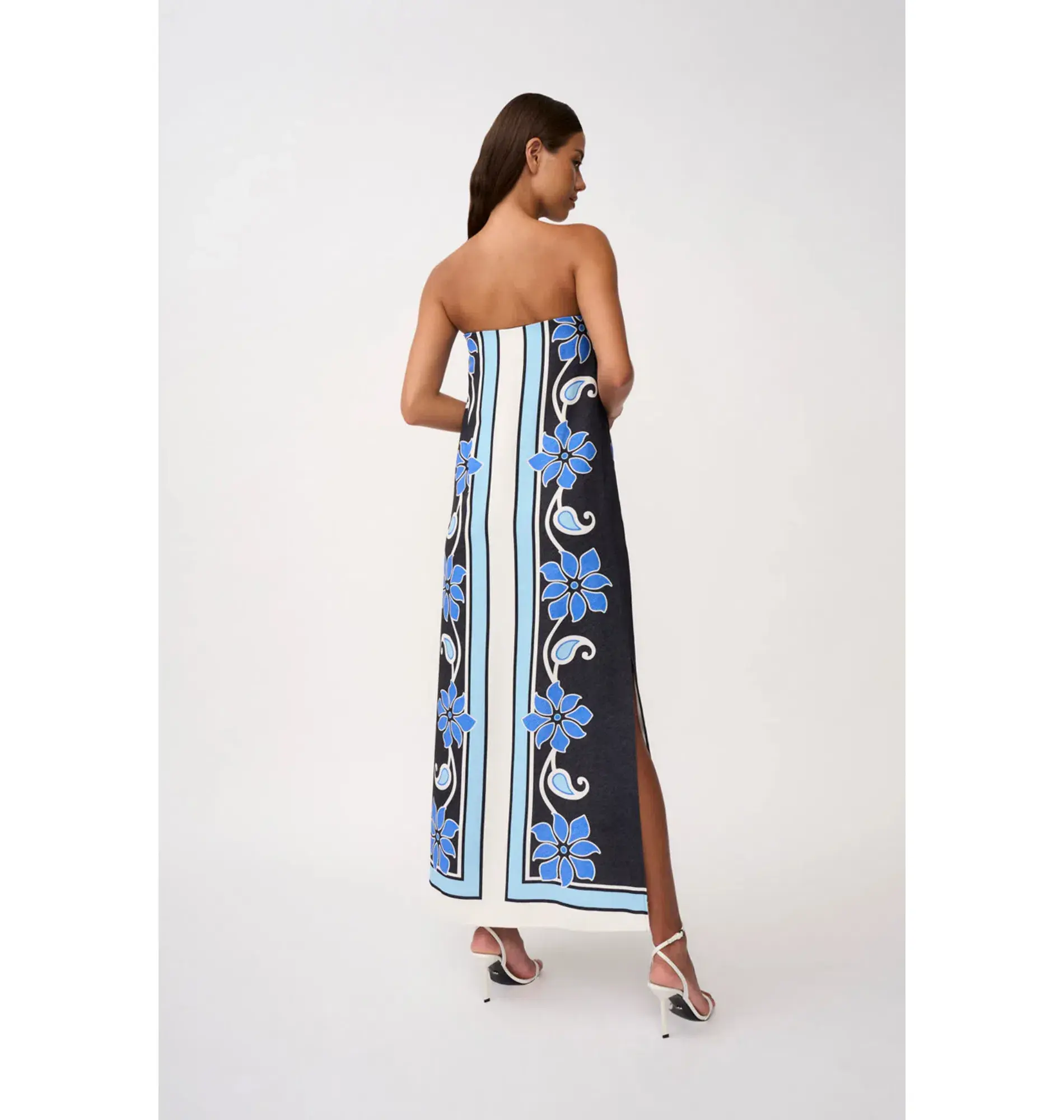 By Johnny Azure Granada Dress in Aqua Navy Ivory Size AU 6 - Image 5