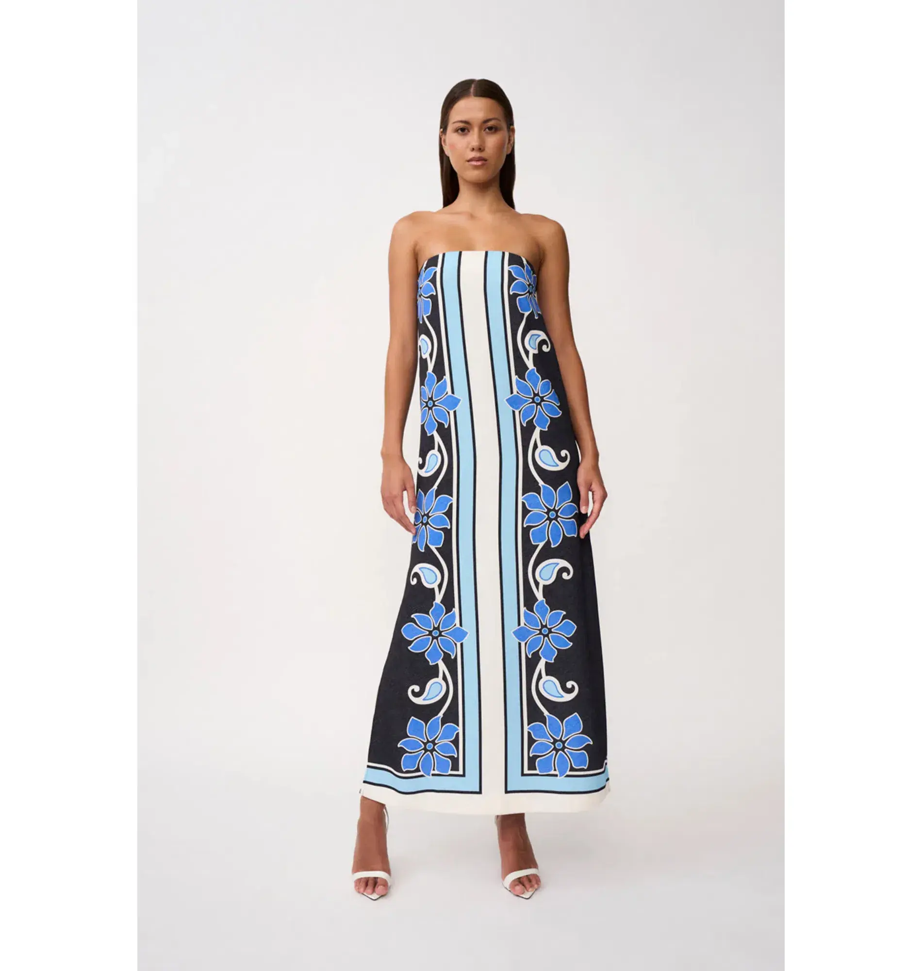 By Johnny Azure Granada Dress in Aqua Navy Ivory Size AU 6 - Image 1