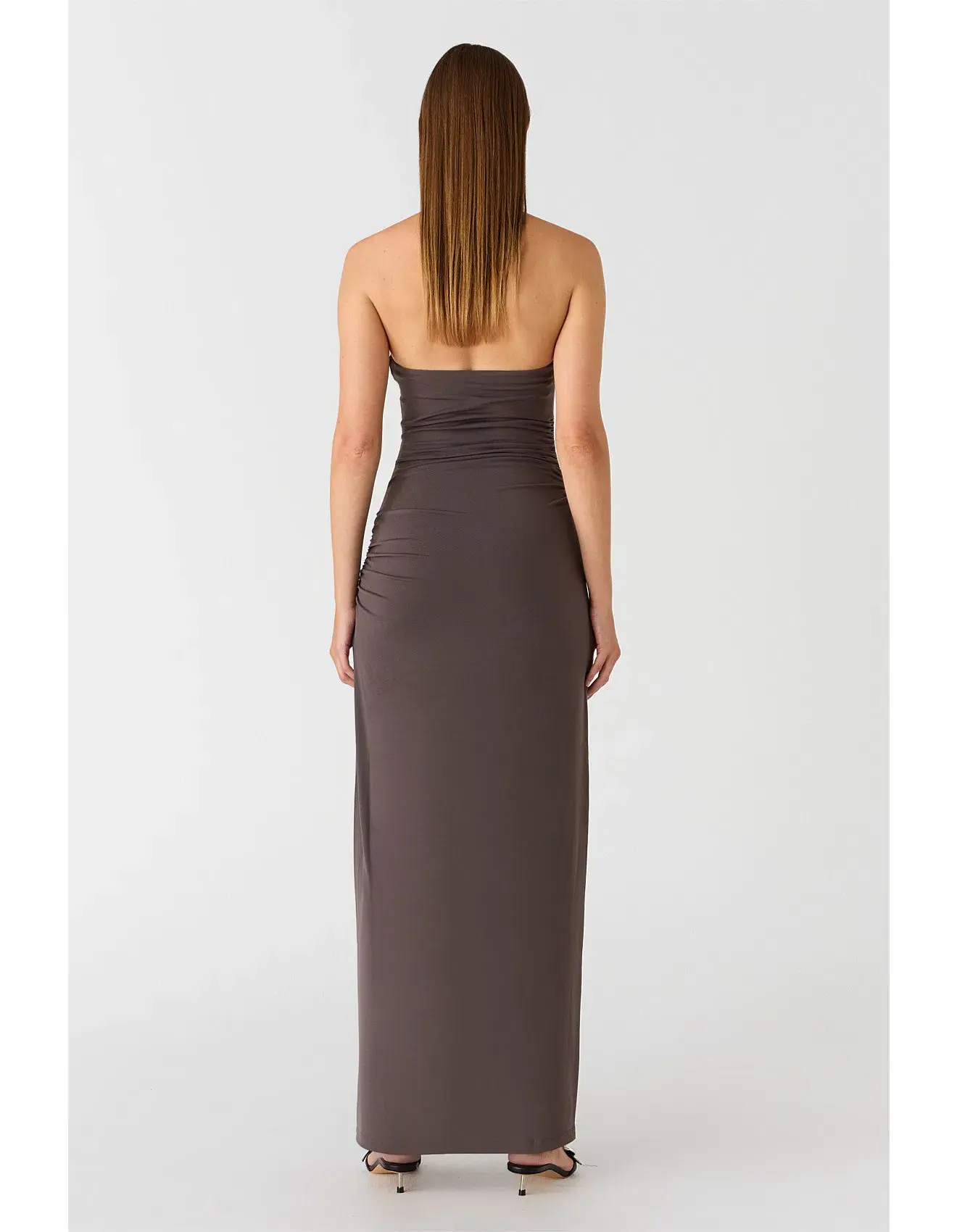 MISHA Krystal Matte Slinky Midi Dress Cloud Grey Size 10 - Image 3