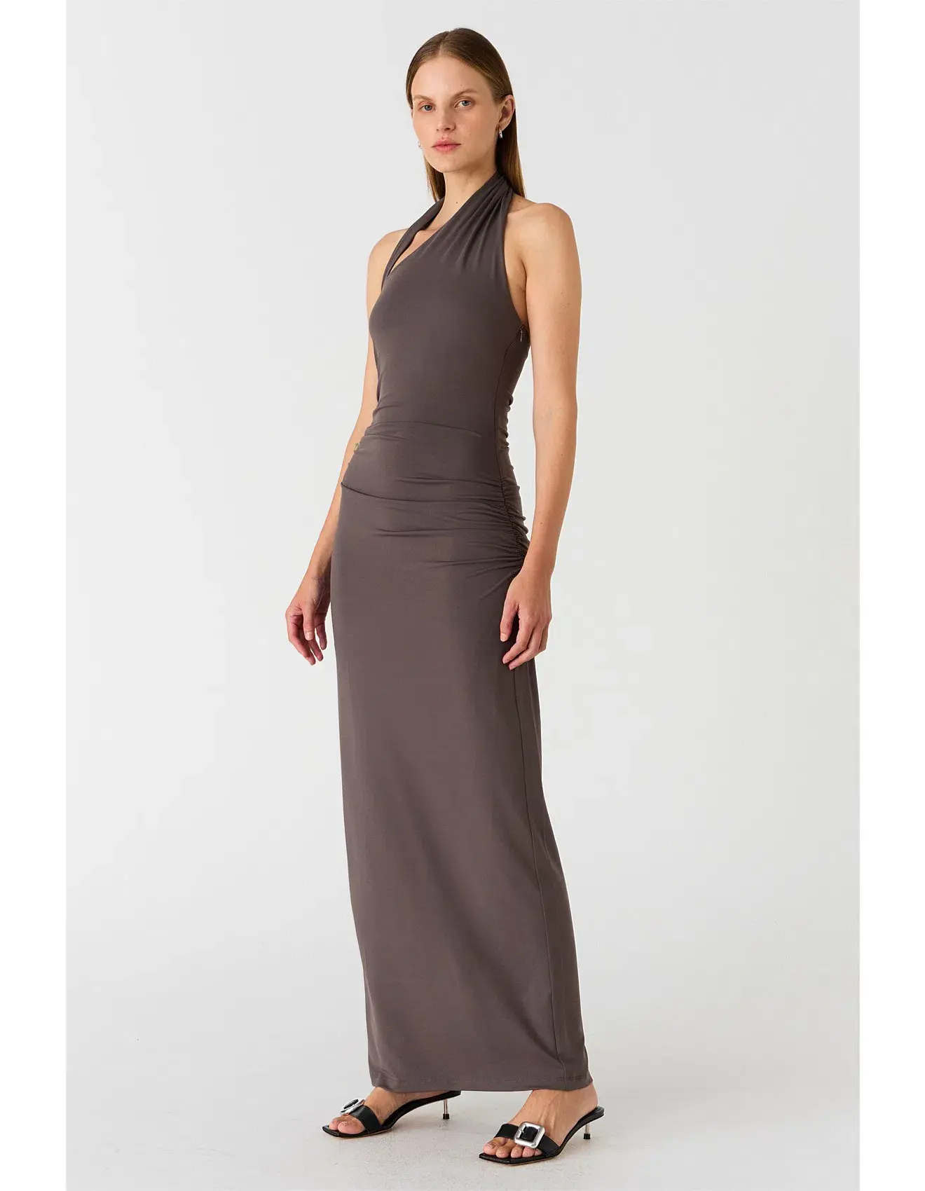 MISHA Krystal Matte Slinky Midi Dress Cloud Grey Size 10 - Image 5