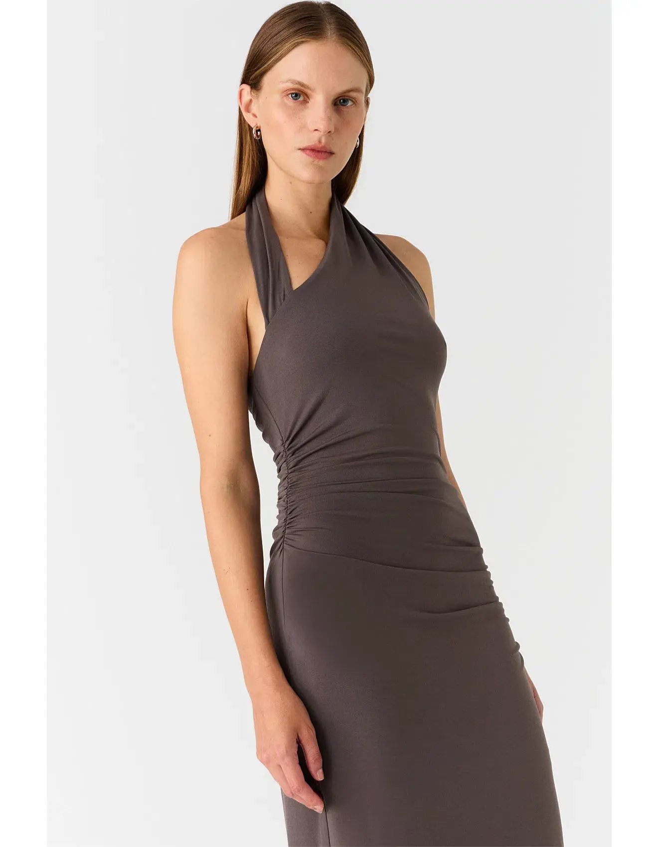 MISHA Krystal Matte Slinky Midi Dress Cloud Grey Size 10 - Image 2