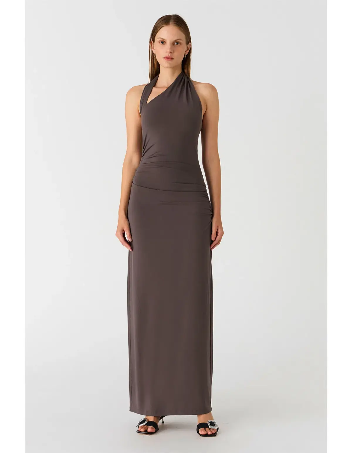 MISHA Krystal Matte Slinky Midi Dress Cloud Grey Size 10 - Image 1