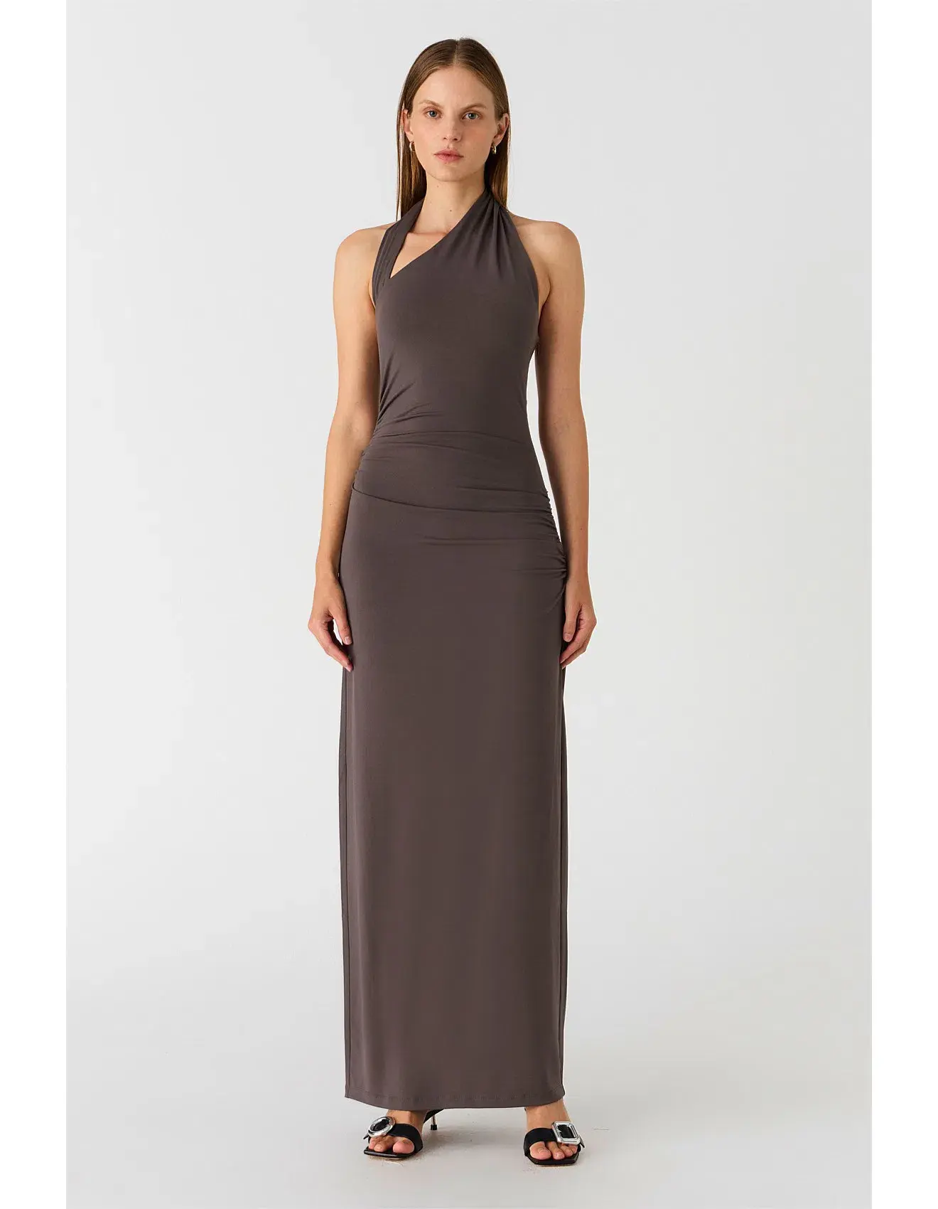 MISHA Krystal Matte Slinky Midi Dress Cloud Grey Size 10 - Image 1