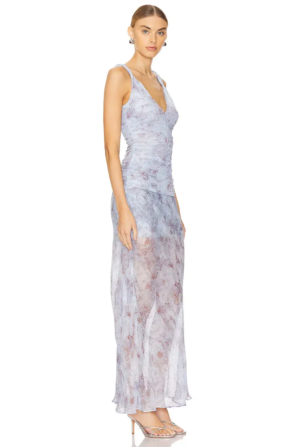 Bec & Bridge Danica V Neck Maxi Dress Chambray Rose Blue Size 10 for rent on The Volte - main image
