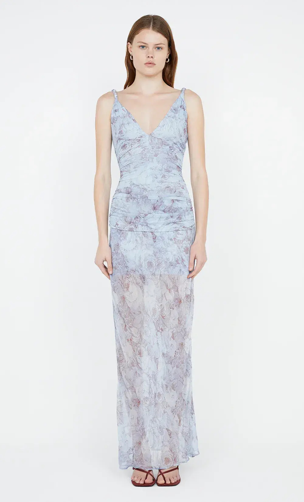 Bec & Bridge Danica V Neck Maxi Dress Chambray Rose Blue Size 10 for rent on The Volte - main image