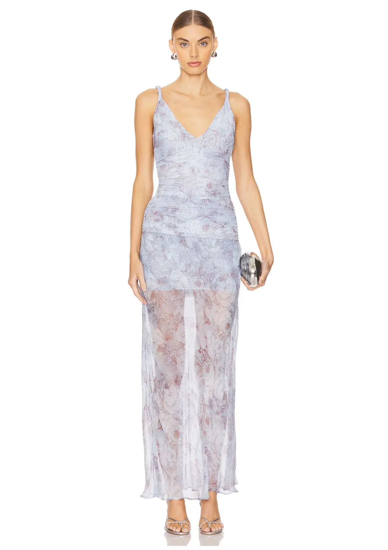 Bec & Bridge Danica V Neck Maxi Dress Chambray Rose Blue Size 10 - Image 1