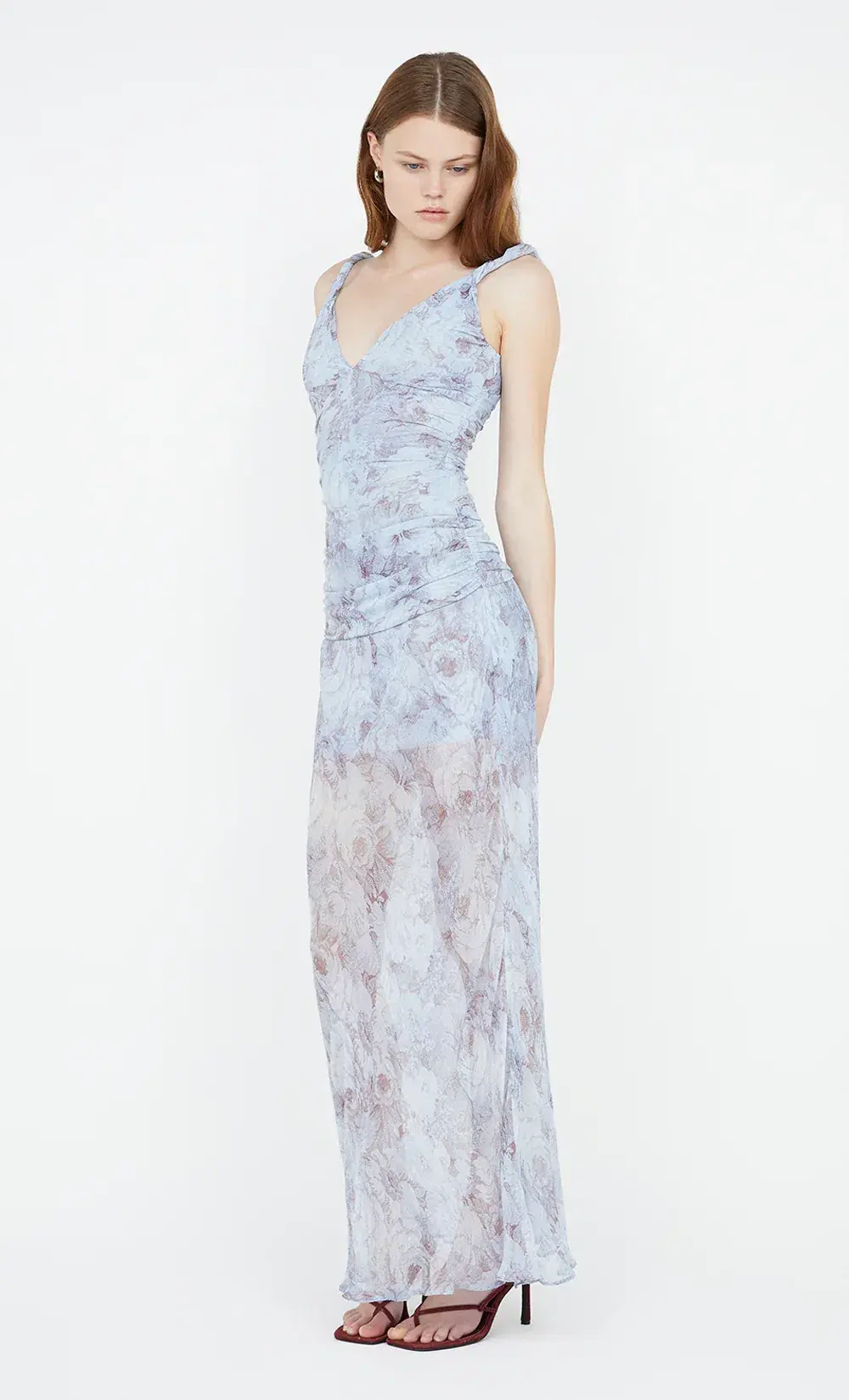 Bec & Bridge Danica V Neck Maxi Dress Chambray Rose Blue Size 10 for rent on The Volte - main image