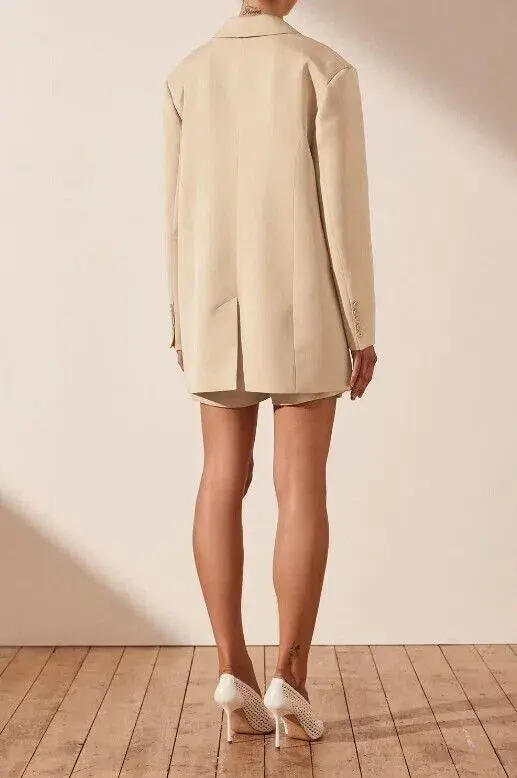 Shona Joy Sara Oversized Tailored Blazer Sand Size 8 - Image 2