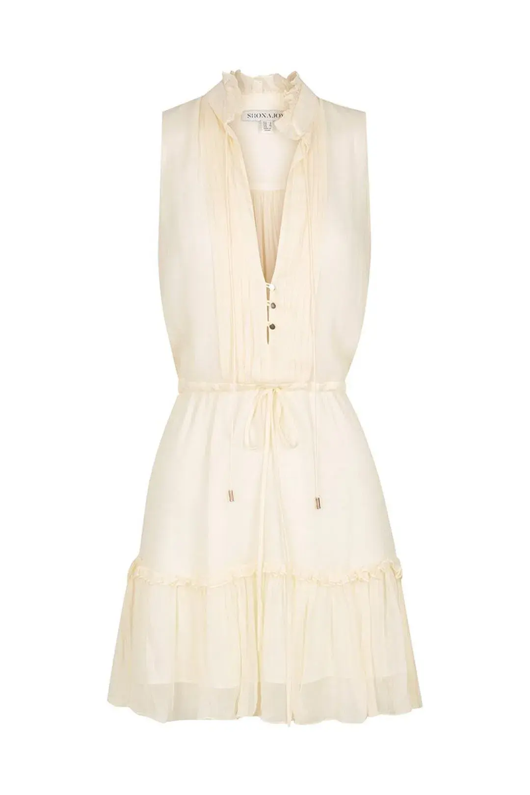 Shona Joy Victoria Sleeveless Drawstring Mini Dress Cream Size 12 - Image 5