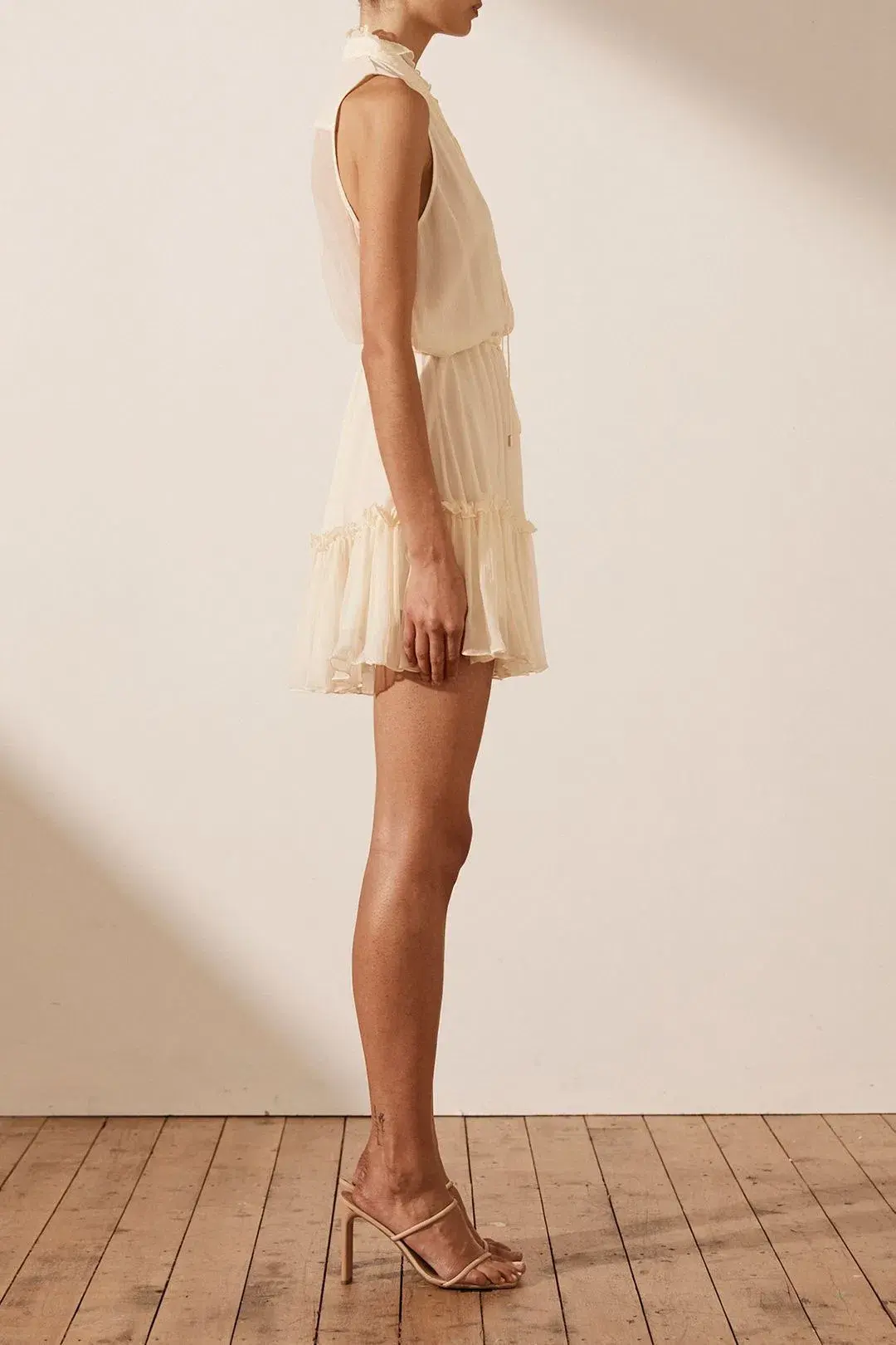 Shona Joy Victoria Sleeveless Drawstring Mini Dress Cream Size 12 - Image 4