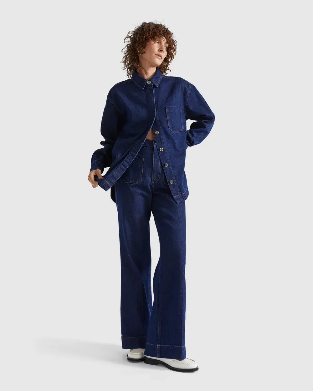 Seed Heritage Denim Classic Shirt Size 6 & Pocket High Waisted Jeans Size 10 Set Neptune Wash - Image 1