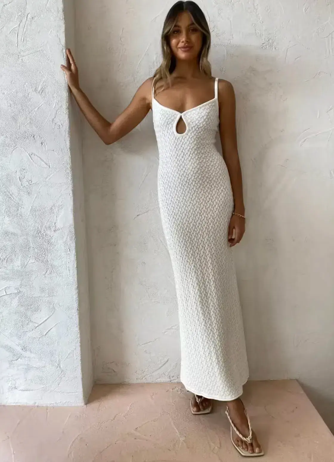 Bec & Bridge Effie Knit Key Maxi Dress Ivory Size XS / AU 6 - Image 4