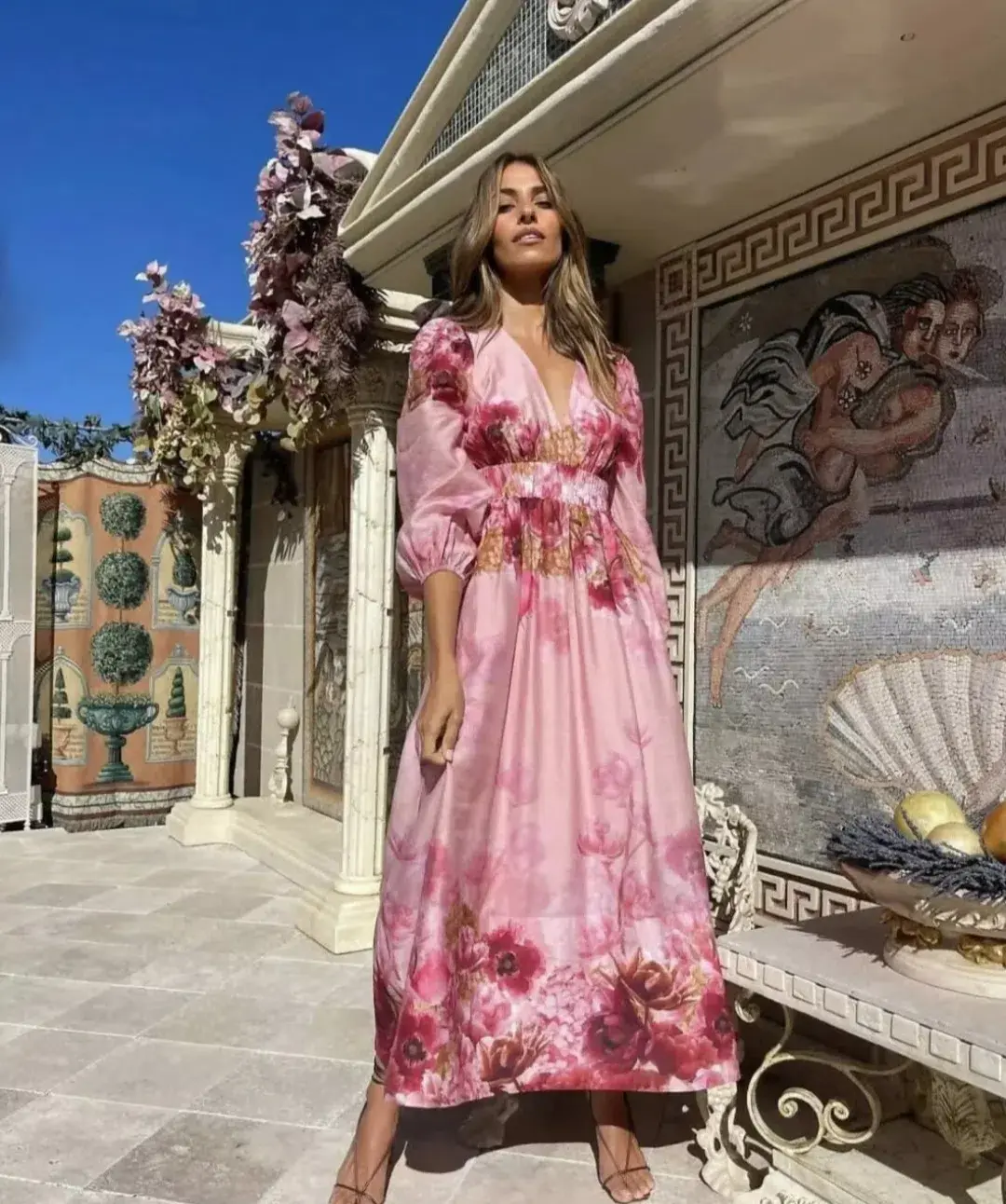 Sheike Swan Lake Midi Dress in Pink Floral Size 8 - Image 3