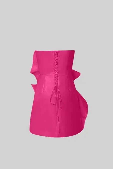 Sierra Darien Voluminous Flower Design Mini Dress Fuchsia Size XS / AU 6 - Image 2