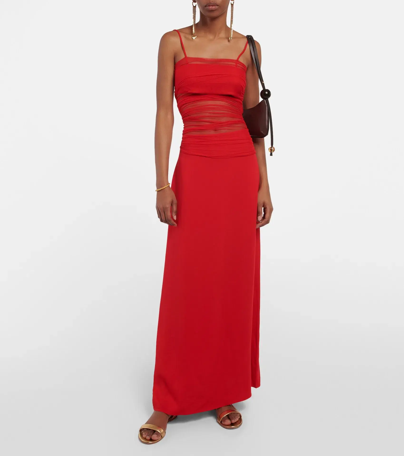 Christopher Esber Contrast Sheer Panel Dress Rubrum Red Size AU 10 - Image 4