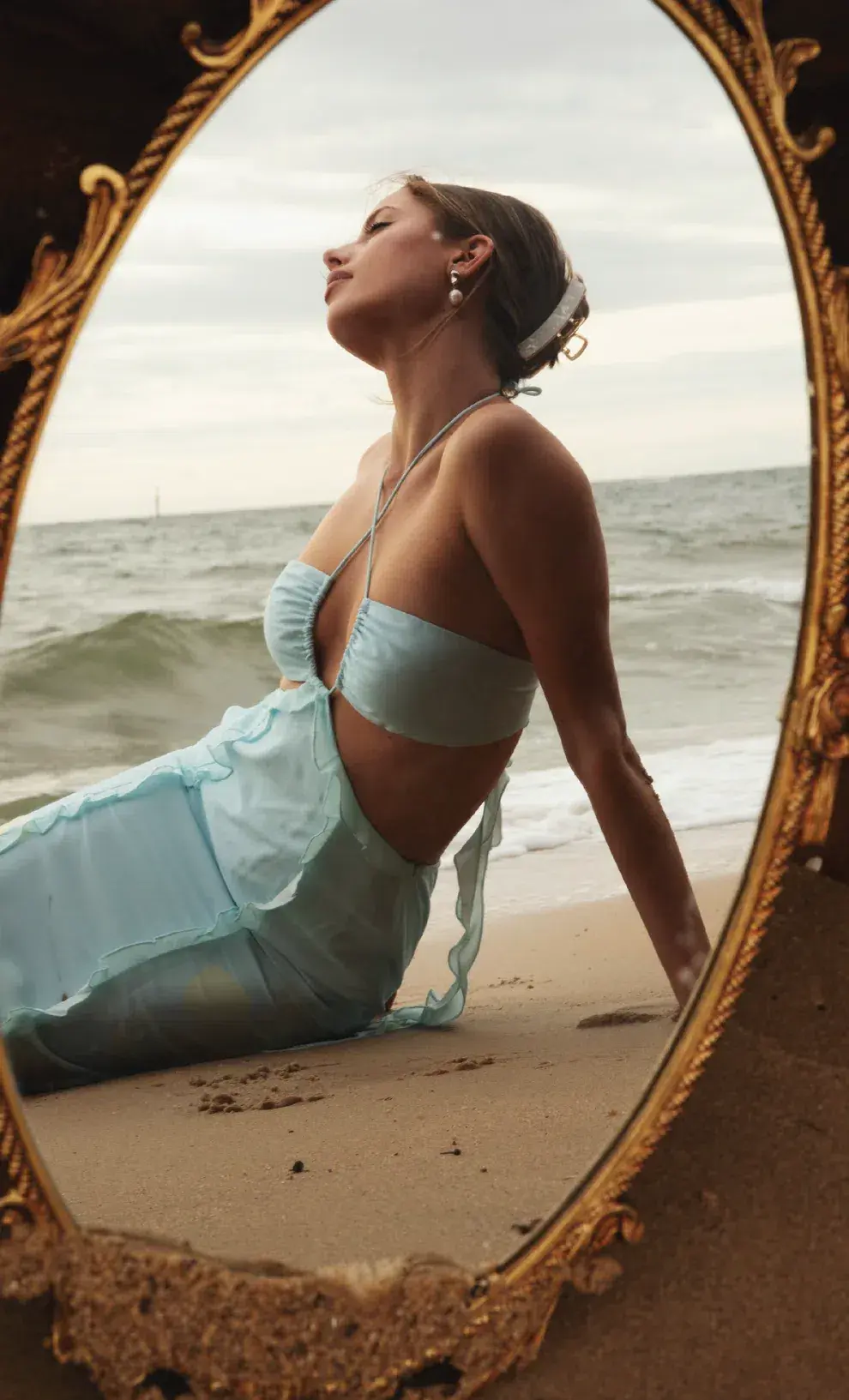 Neux the Label Bleú Maxi Dress Ocean Print Size 8 for rent on The Volte - main image