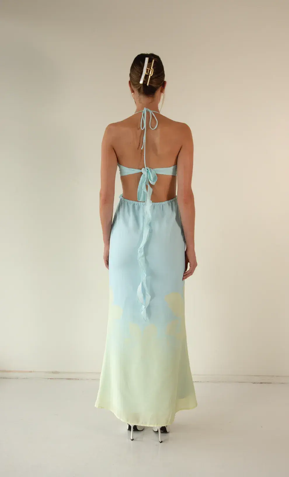 Neux the Label Bleú Maxi Dress Ocean Print Size 8 for rent on The Volte - main image