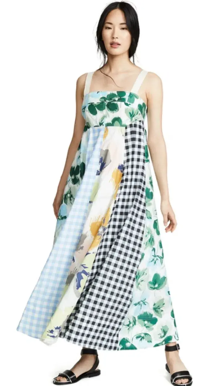 Lee Mathews Bridget Mixed Print Apron Dress In Multi Size 6 for rent on The Volte - main image