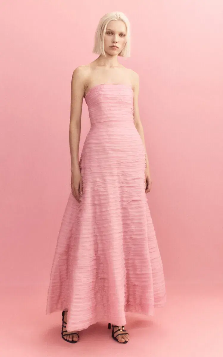 Aje Soundscape Strapless Ruffled Maxi Dress Pink Size 14 - Image 7