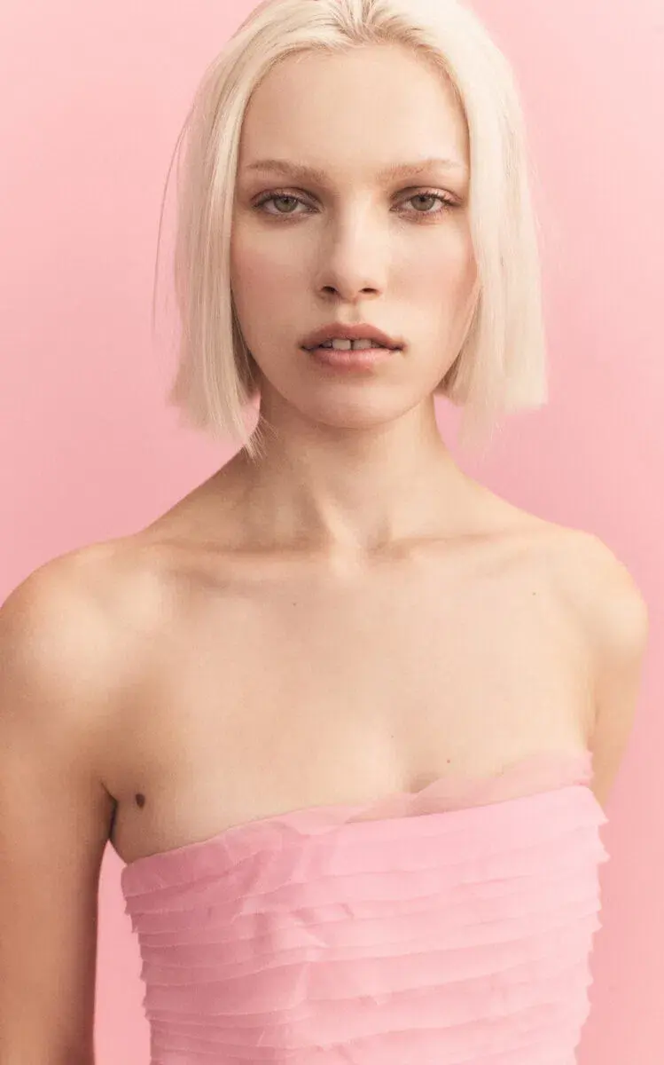 Aje Soundscape Strapless Ruffled Maxi Dress Pink Size 14 for rent on The Volte - main image