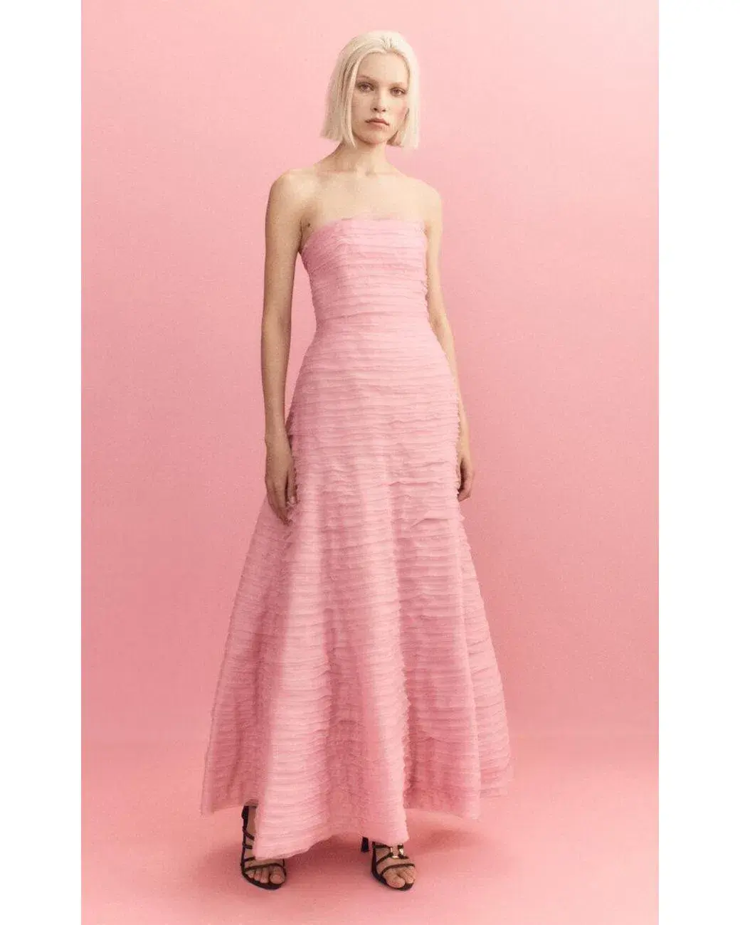 Aje Soundscape Strapless Ruffled Maxi Dress Pink Size 14 - Image 1