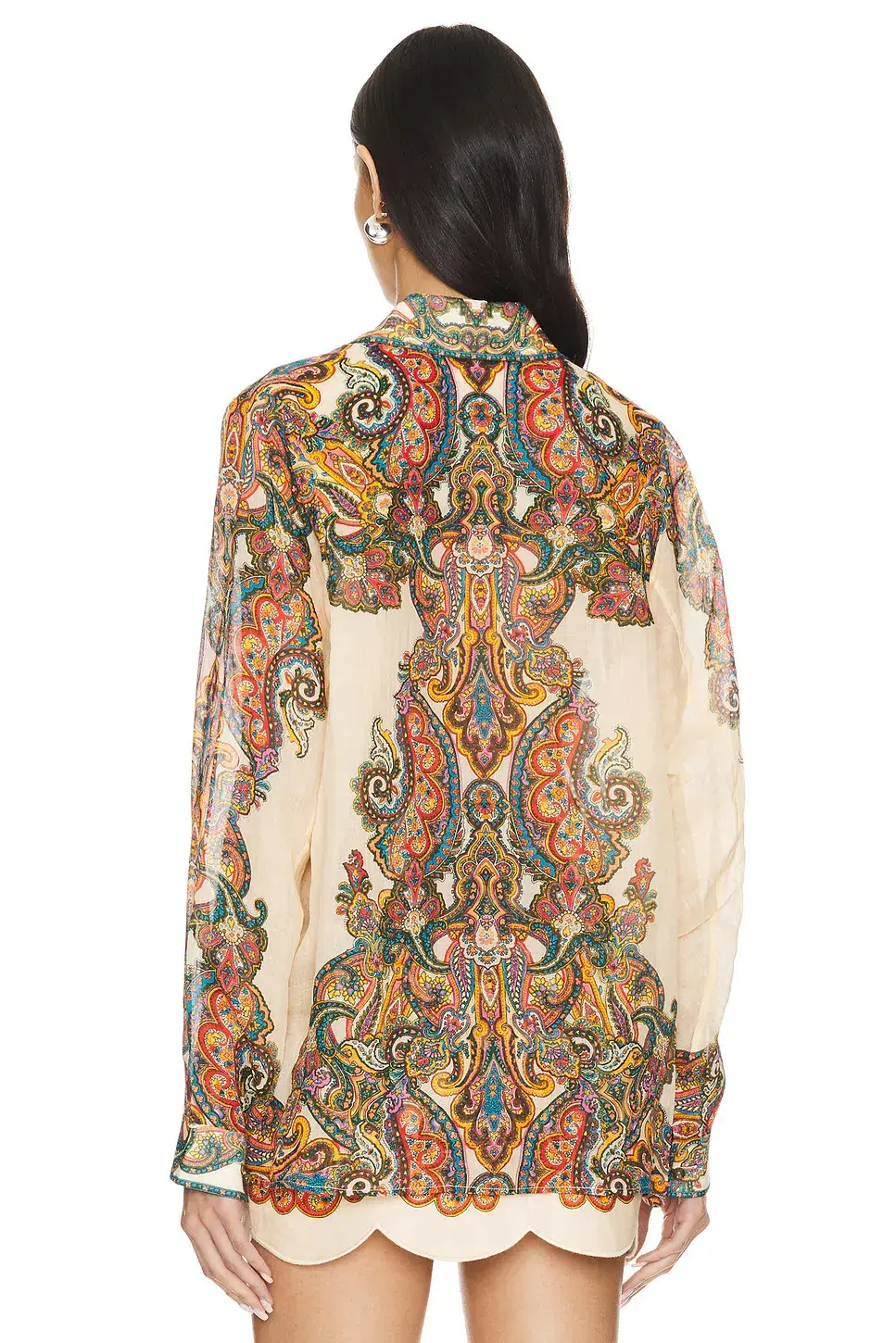Zimmermann Ottie Oversized Shirt and Scallop Mini Skirt Set Multi Paisley Size 1 / AU 10 - Image 3