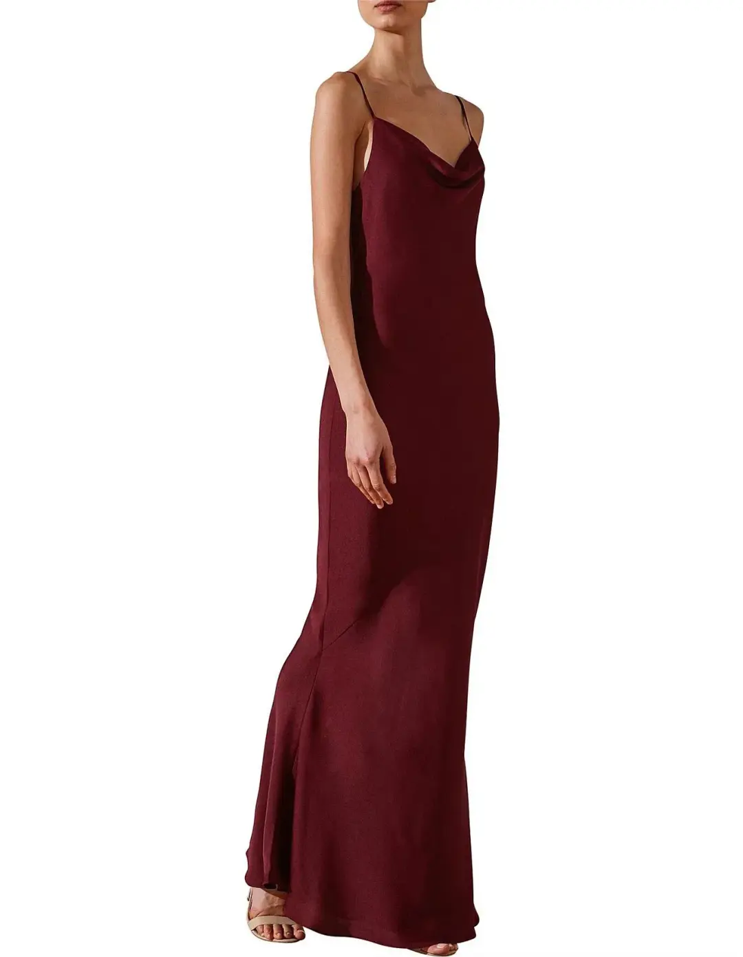 Shona Joy Luxe Bias Cowl Slip Dress Burgundy Size 10 for rent on The Volte - main image