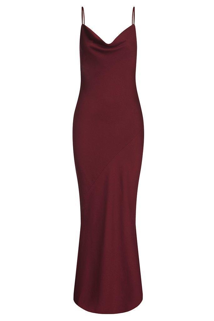 Shona Joy Luxe Bias Cowl Slip Dress Burgundy Size 10 for rent on The Volte - main image