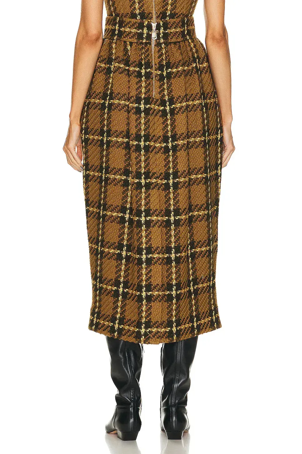 Zimmermann Luminosity Check Bodice and Tulip Skirt Set Olive Check Size 0 / AU 8 for rent on The Volte - main image