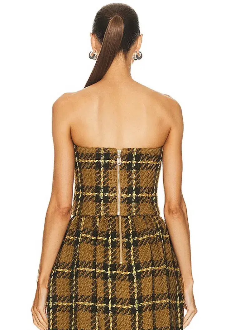 Zimmermann Luminosity Check Bodice and Tulip Skirt Set Olive Check Size 0 / AU 8 - Image 3