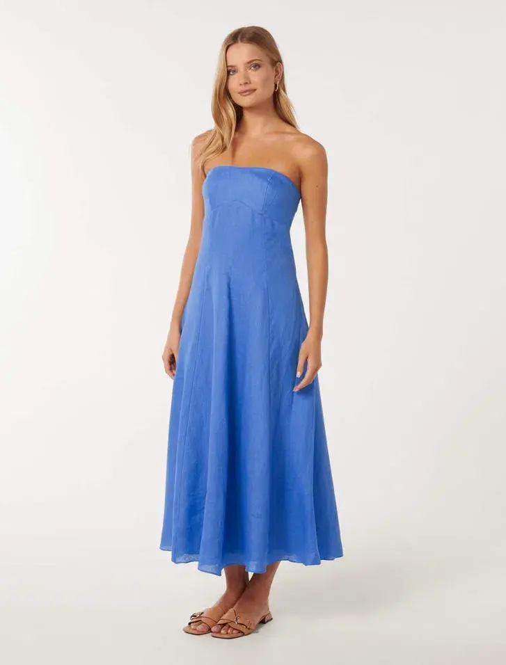 Forever New Kimberly Strapless Midi Dress in Blue  - Image 2