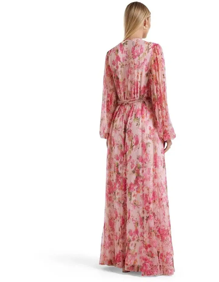 Forever New Regan Cascade Plisse Maxi Dress Floral Size 16 - Image 4