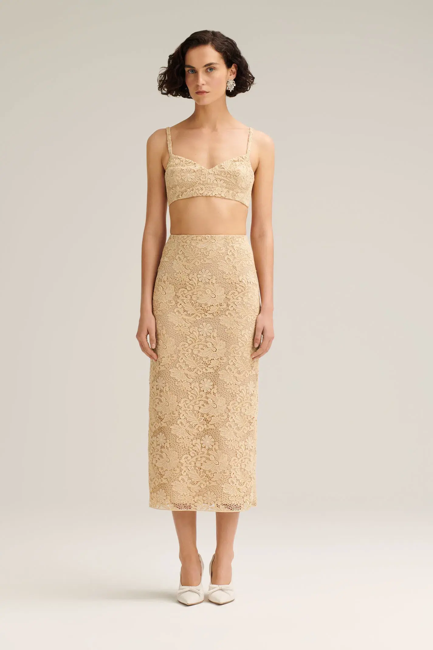 Scanlan Theodore Lace Bralette and Short Set Antique Size 10 - Image 1