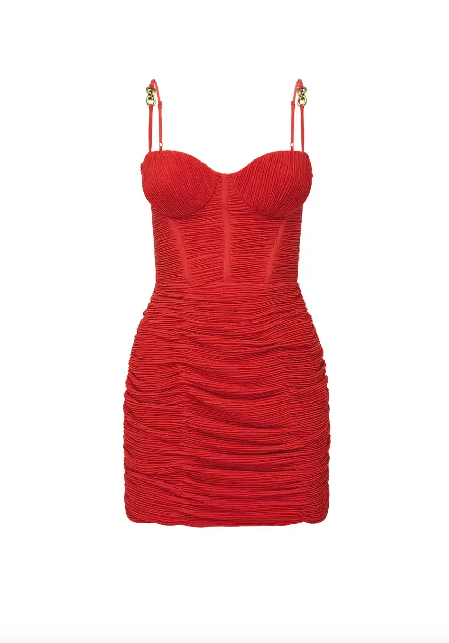 Manning Cartell Double time Pleat Mini Dress Red Size 8  - Image 4