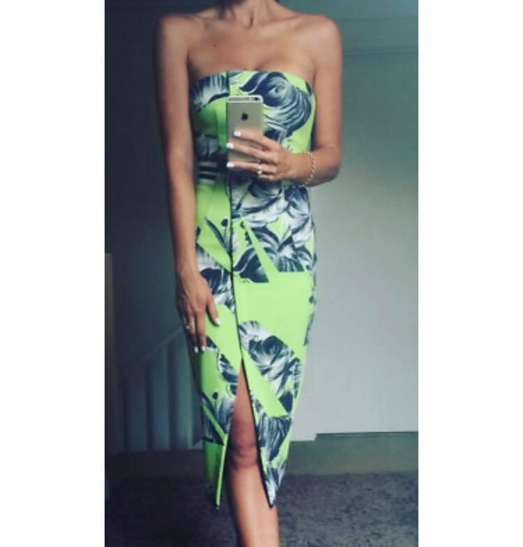 Manning Cartell Fragmented Floral Strapless Dress Green - Image 2