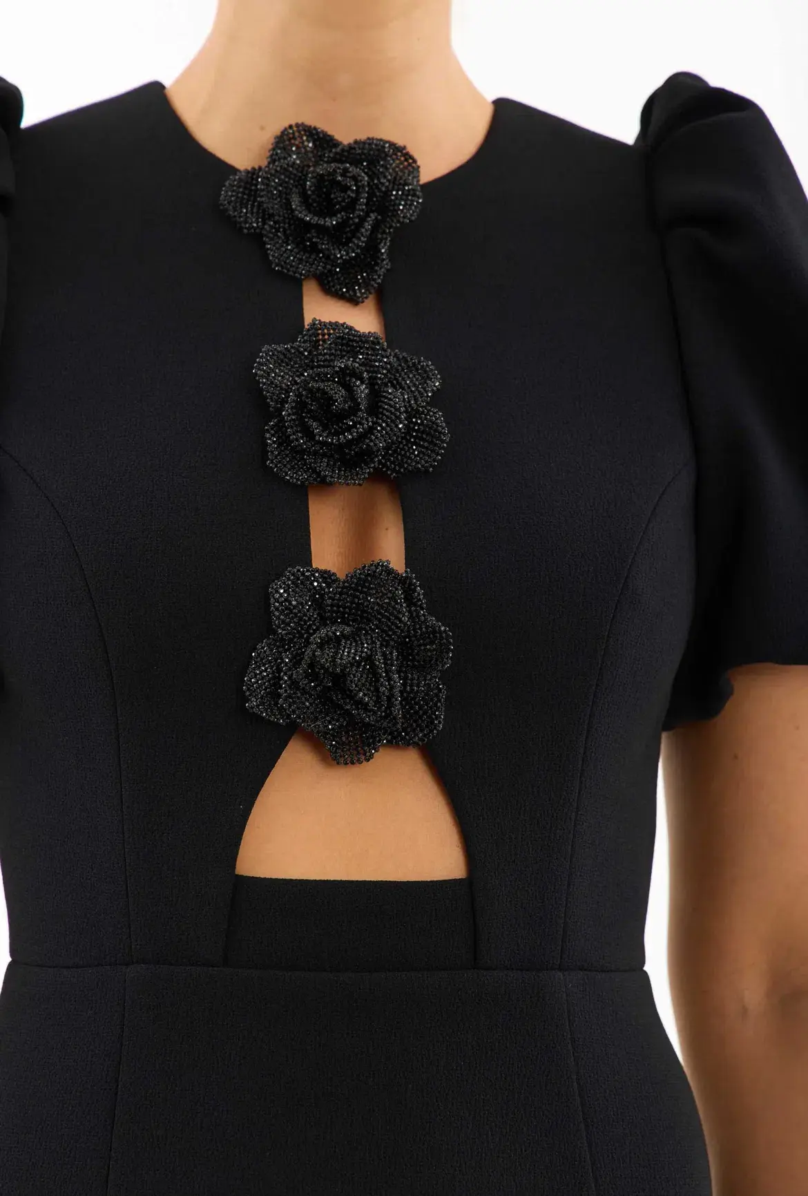 Rebecca Vallance Aubree Flower Mini Dress Black Size 10 - Image 4