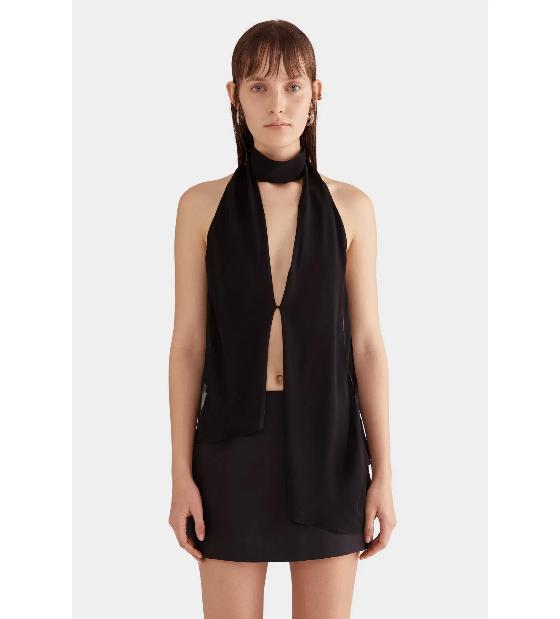 Venroy Silk Layered Halter Top Black Size XS/Au 6  - Image 1