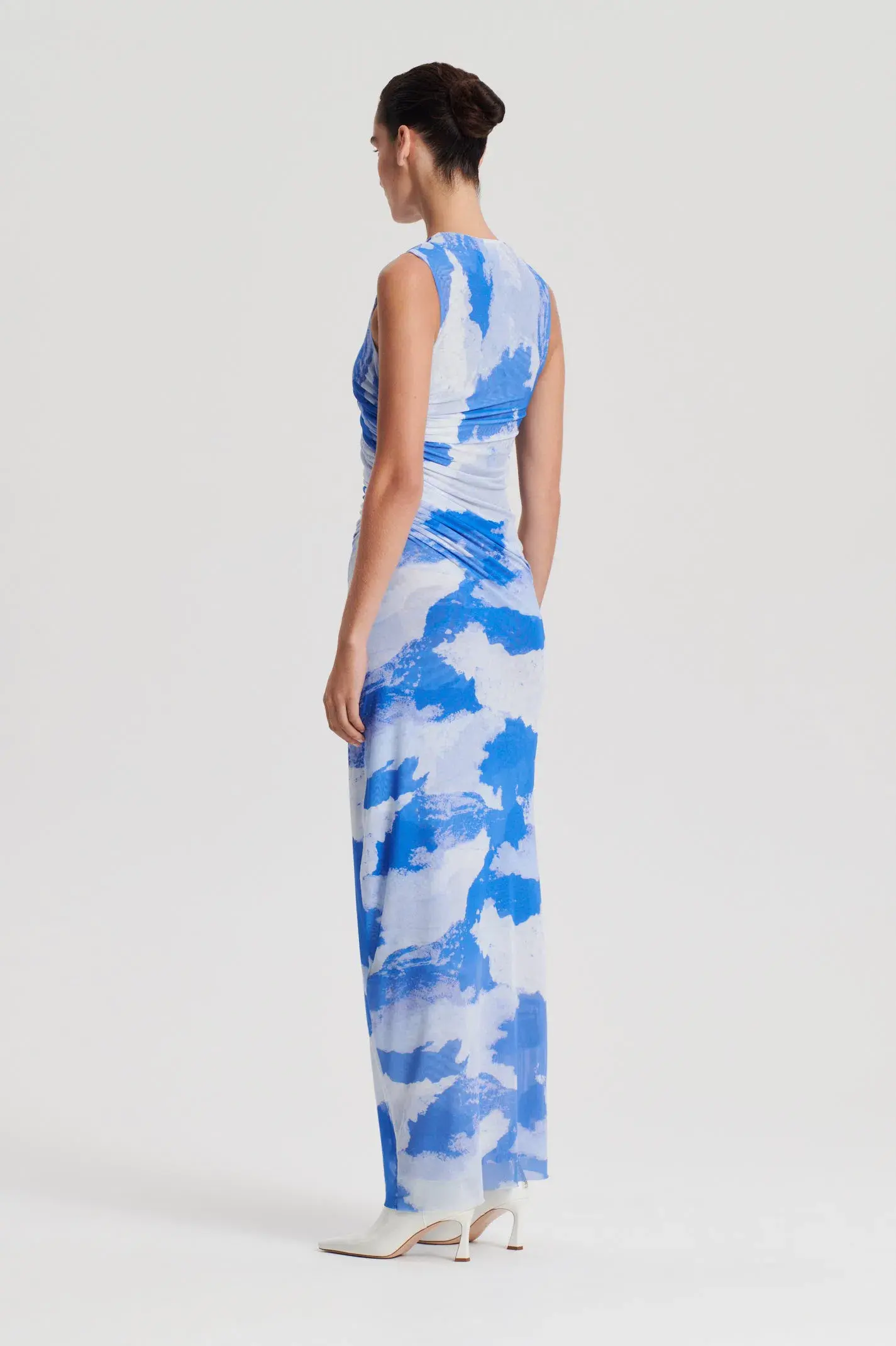 Scanlan Theodore Italian Cloud Print Dress in Blue Size AU 10 - Image 2
