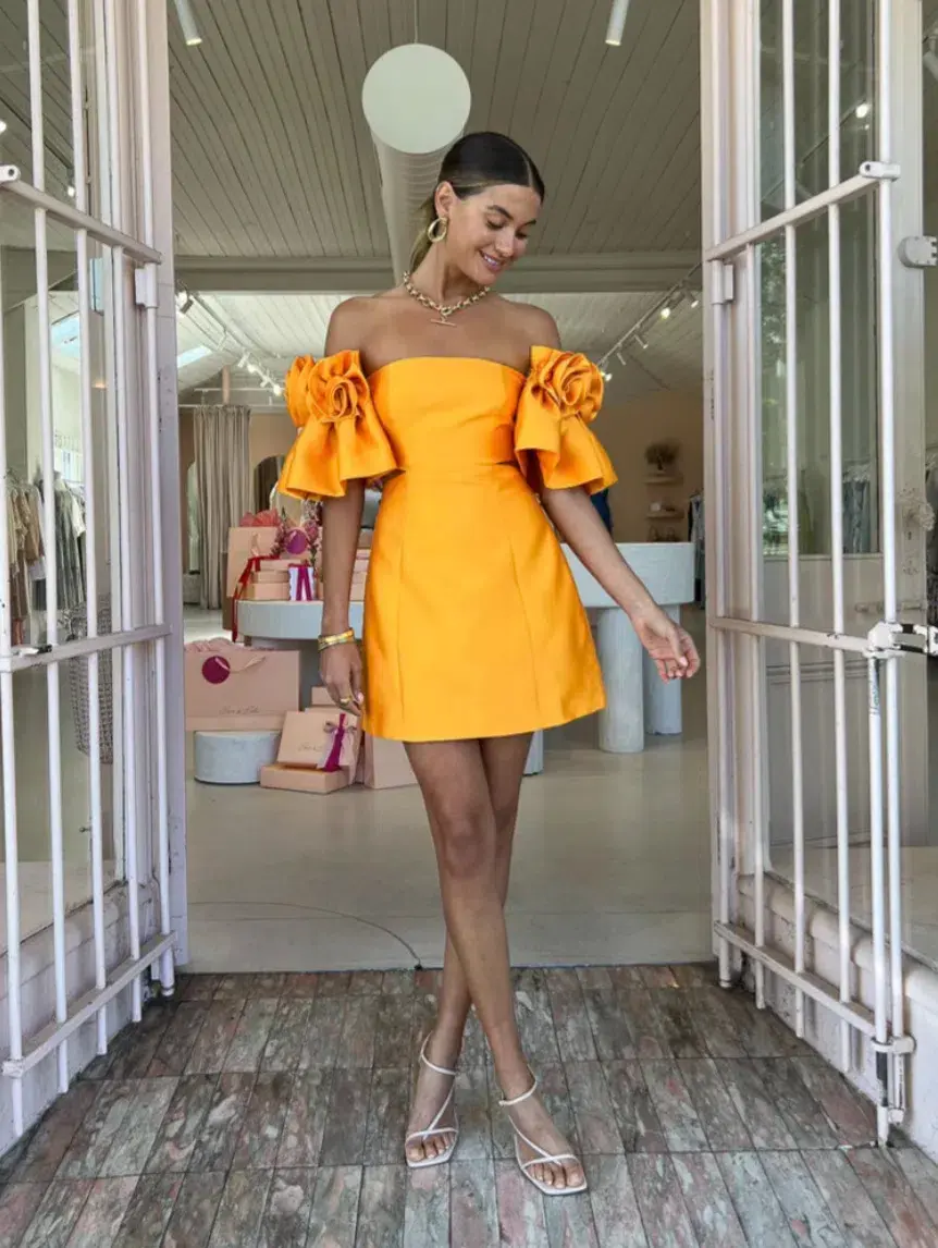 Alemais Macie Rosette Mini Dress in Saffron Size 12 - Image 7