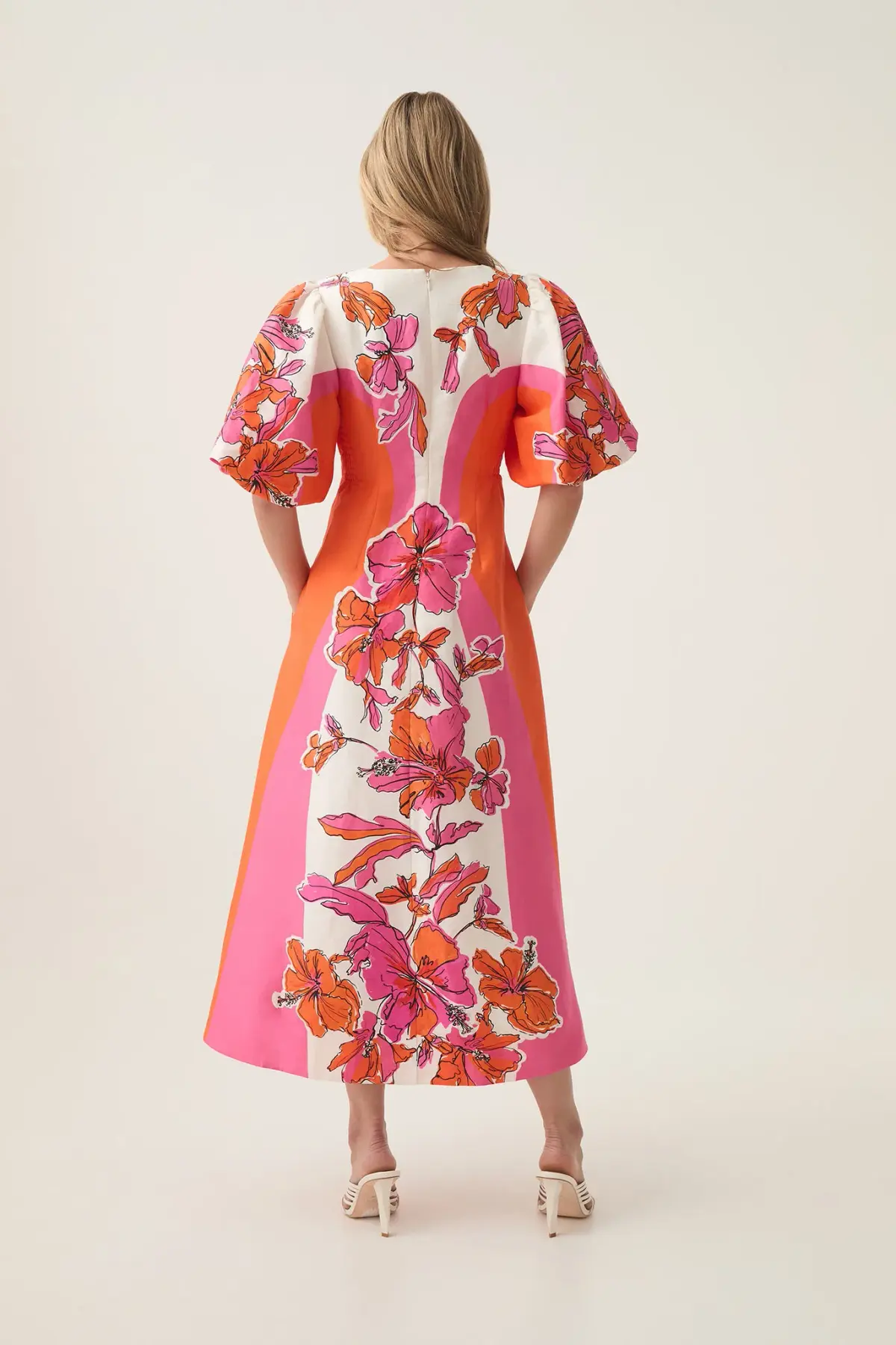 Aje Overflow Knotted Midi Dress Vivid Hibiscus Size 14 - Image 3