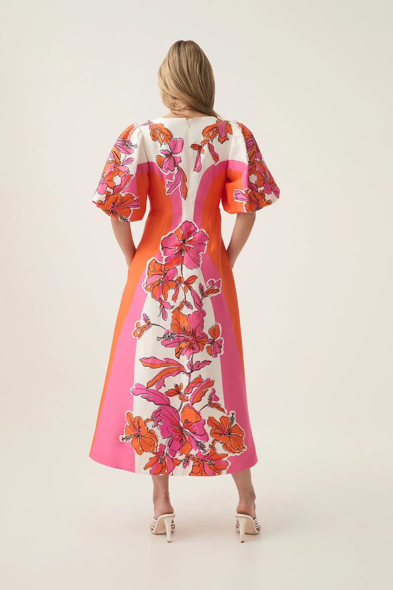 Aje Overflow Knotted Midi Dress Vivid Hibiscus Size 14 - Image 3