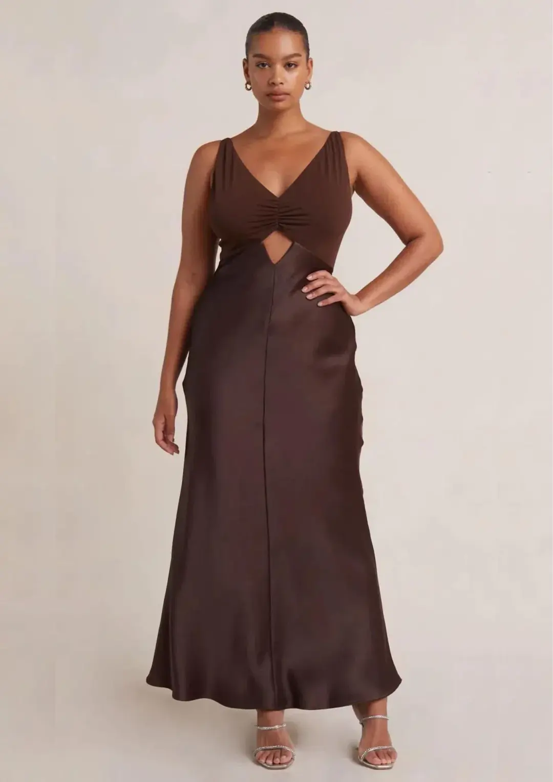 Bec & Bridge The Julieta V Neck Maxi Dress Brown Size 6 for rent on The Volte - main image