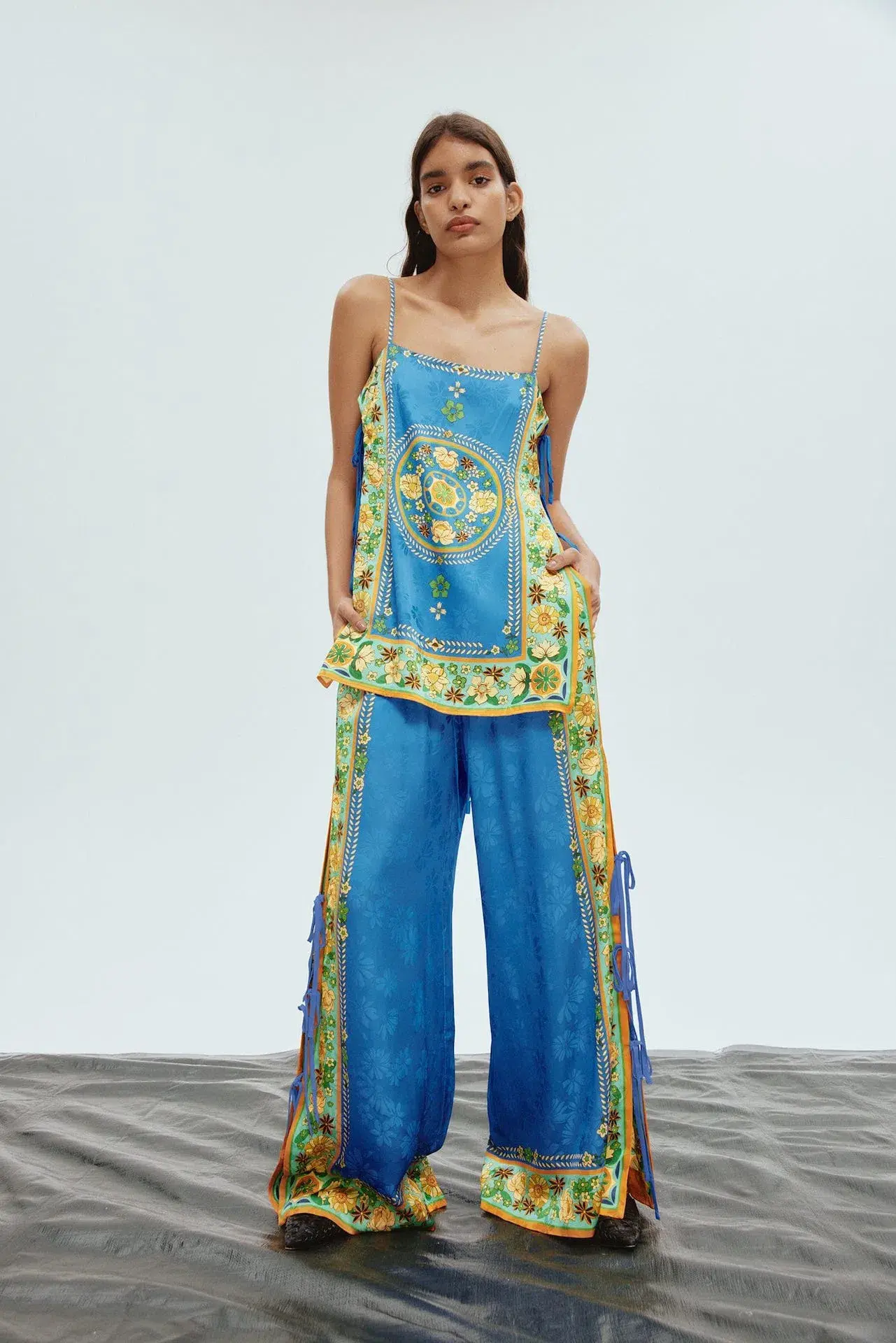 Alemais Linda Top and Pants Set Cobalt Floral Size 6 - Image 1