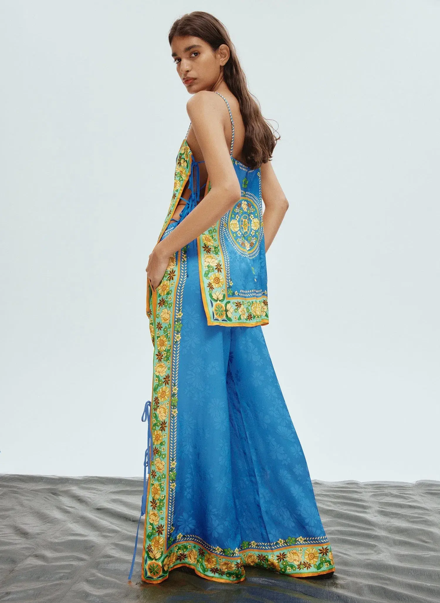 Alemais Linda Top and Pants Set Cobalt Floral Size 6 - Image 2